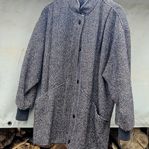 Jackets & Blazers - VINTAGE 1980s Cool Textured Tweed Tweed MIDI Coat/Jacket With Batwing Detail